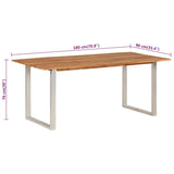 ZNTS Dining Table 180x90x76 cm Solid Acacia Wood 286476