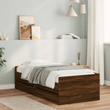 Bed Frame with Drawers without Mattress Brown Oak 100x200 cm 3207342