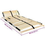 Slatted Bed Base Brown 80 x 190 cm Solid Beech Wood 42015239