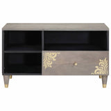 TV Cabinet with Drawer Grey 80 x 33 x 46 cm Solid Mango Wood 4018789