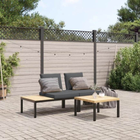 ZNTS 3 Piece Garden Sofa Set with Cushions Black Aluminium 3283704