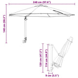 Garden Parasol Bordeaux Red 248 x 248 x 148 cm 42003231