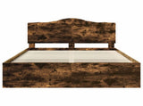 Bed Frame Smoked Oak 140 x 190 cm Solid Pine Wood 3413312