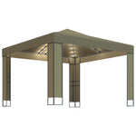 ZNTS Gazebo with Double Roof&LED String Lights 3x3x2.7 m Taupe 3070303