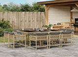 11 Piece Garden Dining Set with Cushions Mix Beige Poly Rattan 3211572