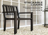 Set of Two Minimal Metal Garden Chairs - Black T3398P317591