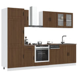 8 Piece Kitchen Cabinet Set Kalmar Brown Oak Engineered Wood 3314818
