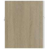 Sink Cabinet with Built-in Basin White and Sonoma Oak Engineered Wood 3070843