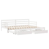 Daybed with Trundle and Drawers without Mattress White 90x200 cm 3302172