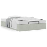 Ottoman Bed Frame No Mattress Light Grey Double Velvet 3311000
