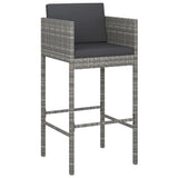 Bar Stools with Cushions 2 pcs Grey Poly Rattan 316674