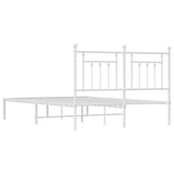 Bed Frame White Powder-Coated Steel Double Bed Frame 353586