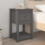 ZNTS Bedside Cabinets 2 pcs Grey 40x35x61.5 cm Solid Wood Pine 821734