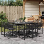 ZNTS 9 Piece Garden Dining Set Black Poly Rattan 3295038