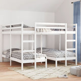 Triple Bunk Bed Frame White 200x200/80x200 cm Solid Wood Pine 3308584