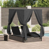 Double Sun Lounger with Roof Grey 205 x 129 x 200 cm PE rattan 3376129