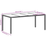 Garden Table with Glass Top Light Grey 190x90x75 cm Poly Rattan 368128