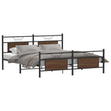 Metal Bed Frame without Mattress Brown Oak 180x200 cm Super King 3325103