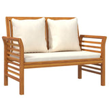 2 Piece Garden Lounge Set with Cream White Cushions Solid Wood 312141