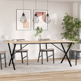 ZNTS Dining Table X-Frame 200x100x75 cm Solid Wood Pine and Steel 3282701