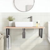 Basin Shelf Wall Mounted Steel and Solid Wood Oak 3302467