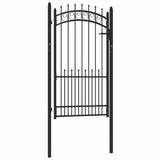 Fence Gate EMMEN with Spikes Steel 104x134.5 cm Black 146391