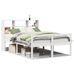 ZNTS Bookcase Bed without Mattress White 160x200 cm Solid Wood Pine 3322021