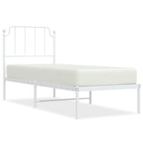 Metal Bed Frame without Mattress with Headboard White 75x190cm 373926