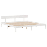 Bed Frame without Mattress White 200x200 cm Solid Wood Pine 3301523