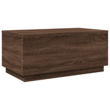 ZNTS Coffee Table with LED Lights Brown Oak 90x50x40 cm 839881