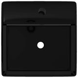 Ceramic Bathroom Sink Basin Faucet /Overflow Hole Black Square 141922
