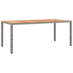 Garden Table with Wooden Top Grey Poly Rattan&Solid Wood Acacia 319555