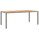 Garden Table with Wooden Top Grey Poly Rattan&Solid Wood Acacia 319555