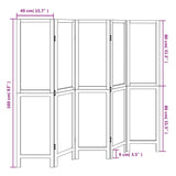Room Divider 5 Panels White Solid Wood Paulownia 358677