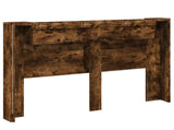 Headboard Cabinet with LED Smoked Oak 160 x 16.5 x 103.5 cm 8006568
