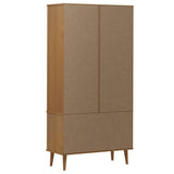 Vitrine Cabinet MOLDE Brown 90x35x175 cm Solid Wood Pine 4013413