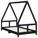 Kids Bed Frame Black 80x160 cm Solid Wood Pine 834461