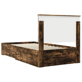 Bed Frame with Drawer Smoked Oak 100 x 200 cm Engineered Wood 3411345