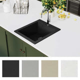 Overmount Kitchen Sink Single Basin Granite Black 141672