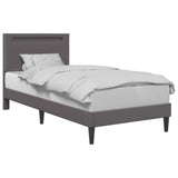 Bed Frame with LED Strip Lights Grey 90 x 190 cm Faux Leather 42028036