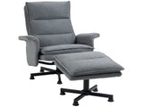 Swivel Recliner Chair and Footstool, Upholstered Massage Recliner Armchair with Remote Control, T3398P343286