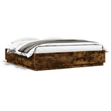 Bed Frame with LED without Mattress Smoked Oak 200x200 cm 3209587