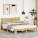 Bed Frame with Headboard without Mattress 160x200 cm Solid Wood Oak 3315724