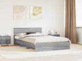 Bed Frame Grey Sonoma 137 x 203 cm Engineered Wood 3408863
