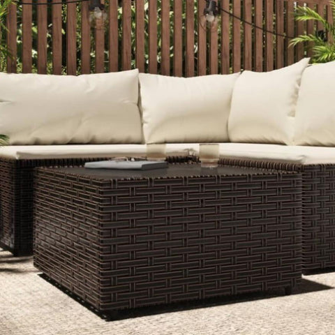 ZNTS Square Garden Coffee Table Brown 50x50x30 cm Poly Rattan 319858