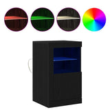 LED Sideboard 2 pcs Black Oak 41 x 37 x 67 cm Engineered Wood 863023