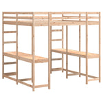 ZNTS Loft Bed with Desk and Ladder 180x200 cm Super King Solid Wood Pine 3284230