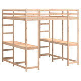 ZNTS Loft Bed with Desk and Ladder 180x200 cm Super King Solid Wood Pine 3284230