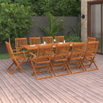 ZNTS 11 Piece Garden Dining Set 220x90x75 cm Solid Wood Acacia 3086987