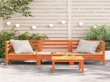 Garden Sofa Wax Brown Solid Pine Wood 3-Seater Modular 838030